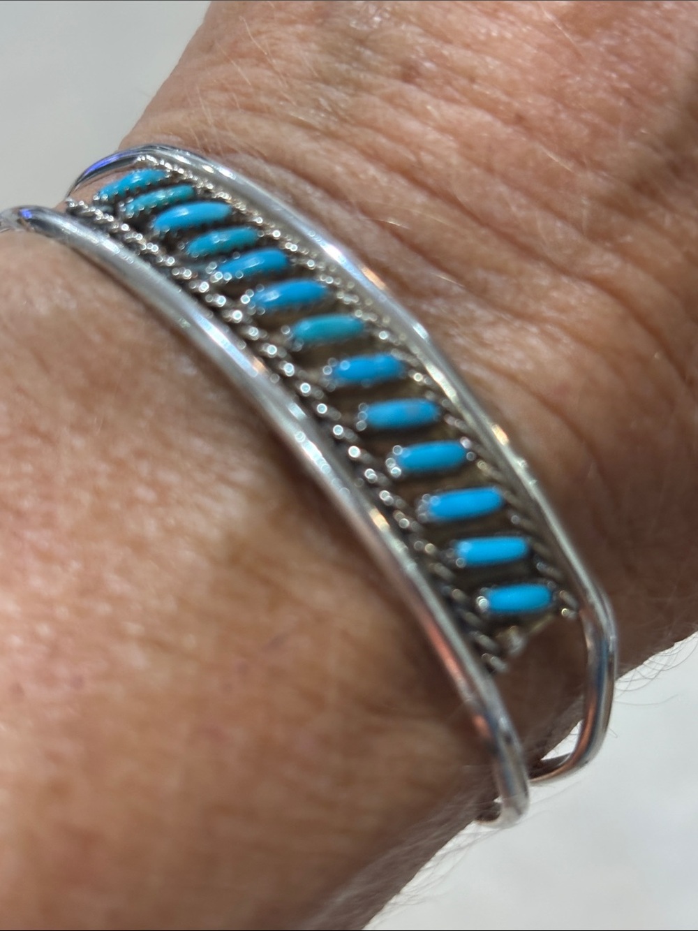 Zuni Petit Point SS Turquoise Cuff Bracelet